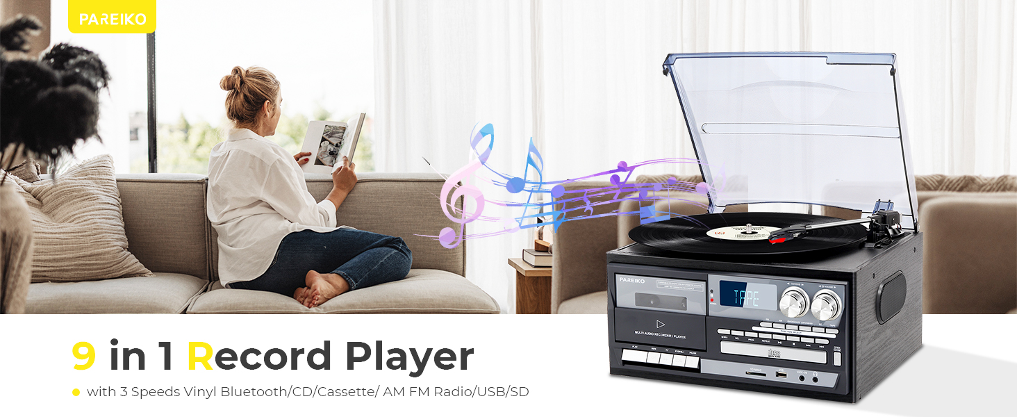 Amazon.com: Vintage Record Player 9-in-1 Turntable with